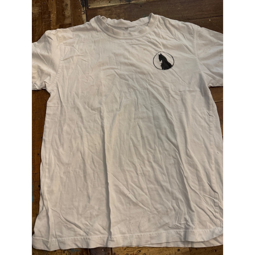 Troia White Graphic T-Shirt Short Sleeve Horse Logo Distressed Mens Size M